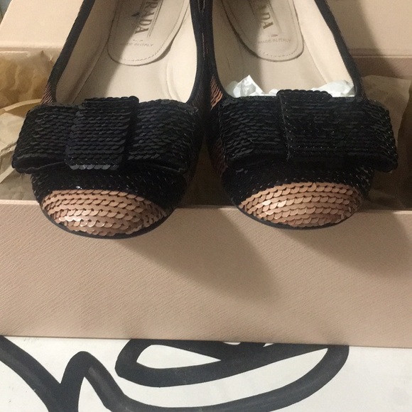 Prada Sequin Stripe Ballet Flats - Picture 5 of 6